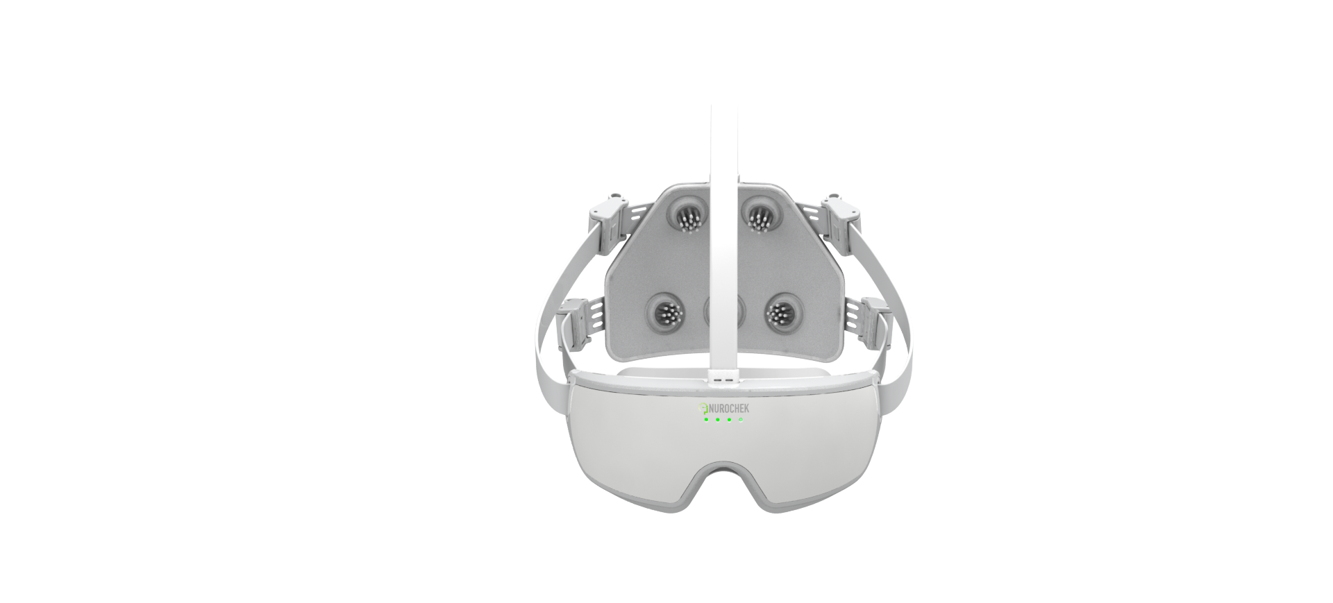 Nurochek-Pro headset — elevated front angle