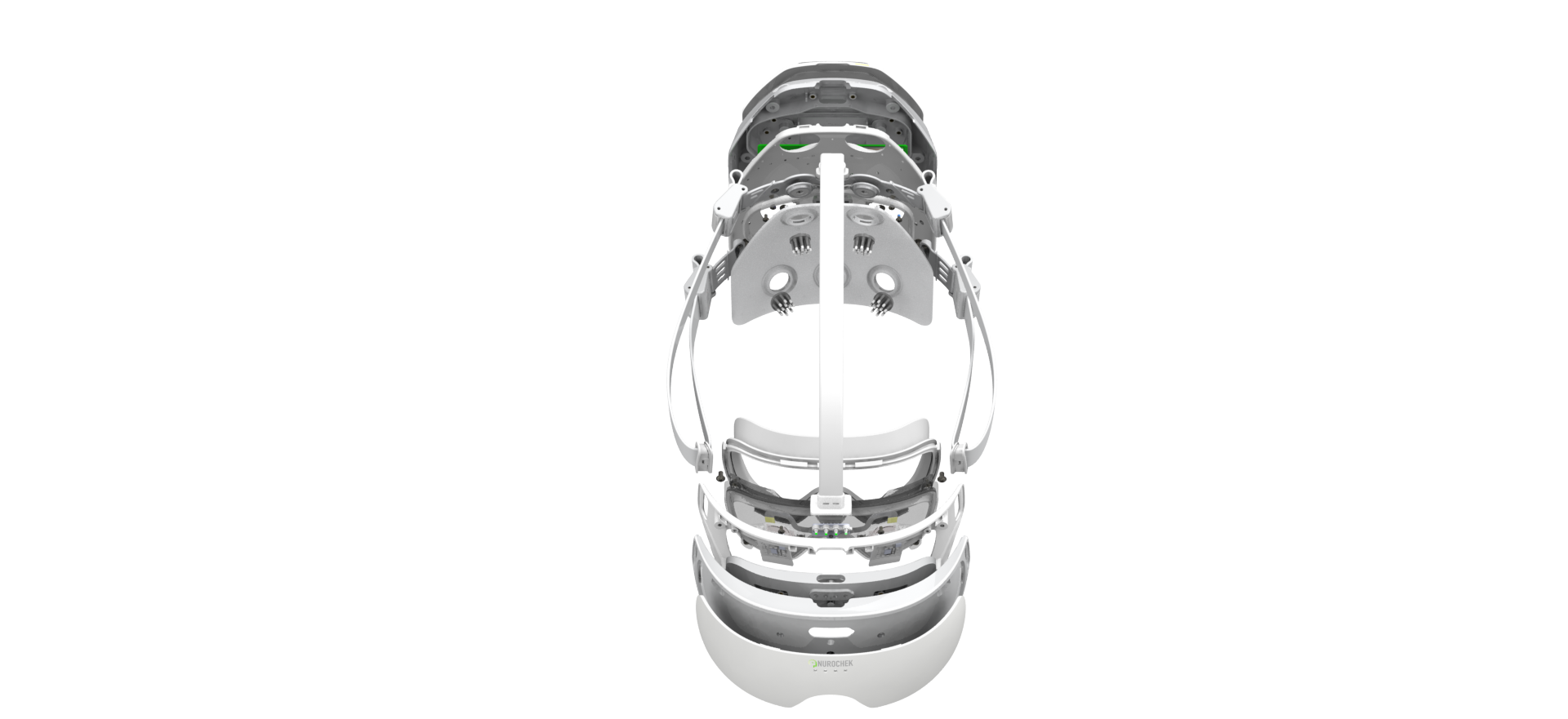 Nurochek-Pro headset — exploded assembly, top